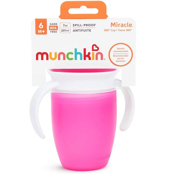 Copo Treinamento 360 graus c/ tampa 207ml rosa - Munchkin - 251855