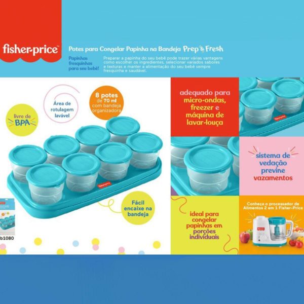 Potes p/ Congelar Papinha na Bandeja Prep&Fresh azul - Fisher Price - BB1080 - Image 2