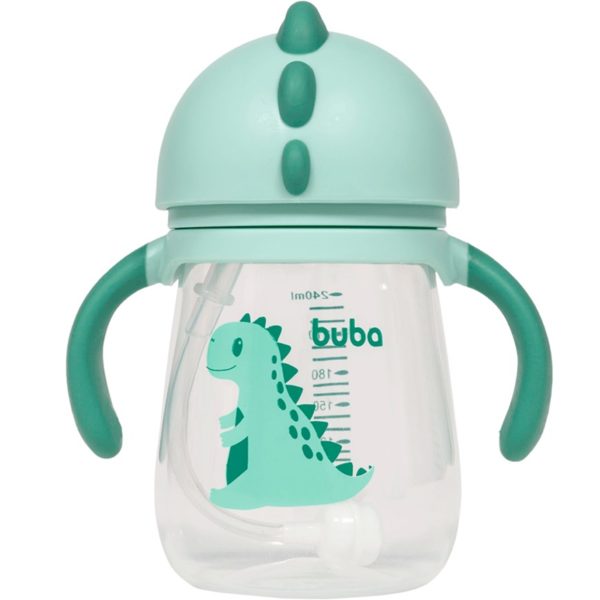 Copo Dino com Alça Removível verde água - Buba - 11826