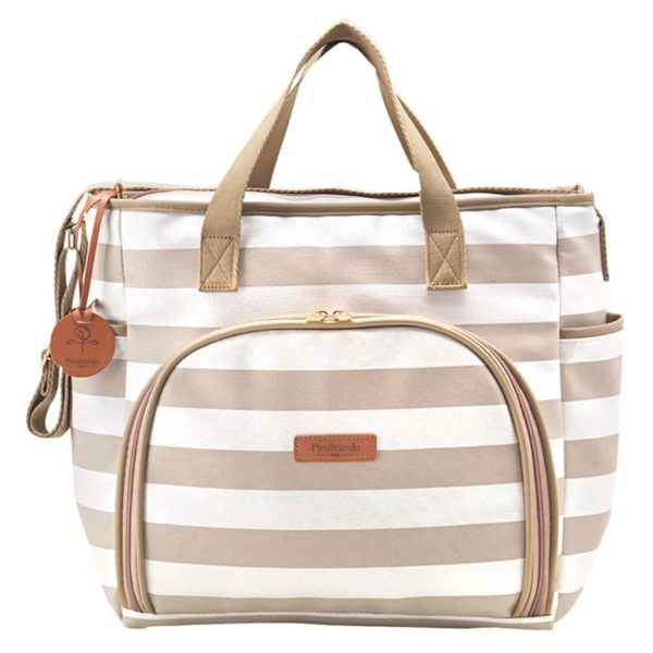 Bolsa Grande Listras Marfim - Pirulitando Baby - 881MF