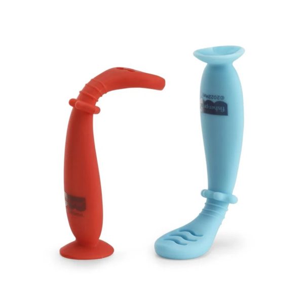 Colheres de Treinamento Fase 1 e 2 c/ Ventosa Yummy! azul/vermelho - Fisher-Price - BB1187 - Image 3