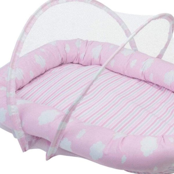 Ninho do Bebê Pop c/ Mosquiteiro Estampado Nuvens rosa - Baby Joy - 04124102020001 - Image 2