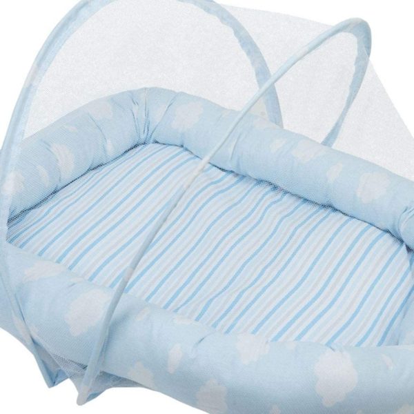 Ninho do Bebê Pop c/ Mosquiteiro Estampado Nuvens azul - Baby Joy - 04124102020002 - Image 2