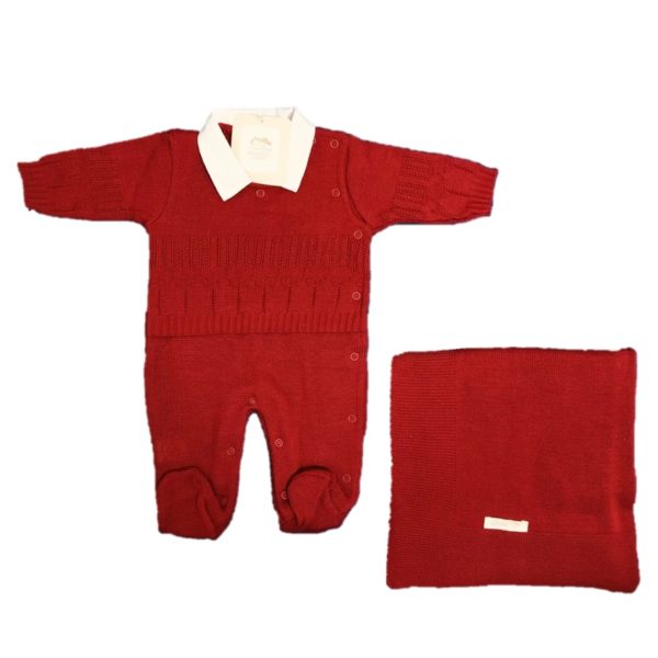 Saída de Maternidade Masculina vermelha com 2 peças - Milly Baby - 1323-1