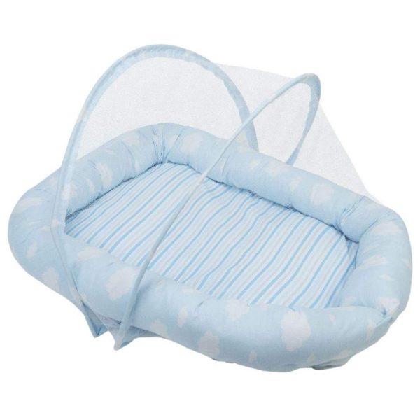 Ninho do Bebê Pop c/ Mosquiteiro Estampado Nuvens azul - Baby Joy - 04124102020002