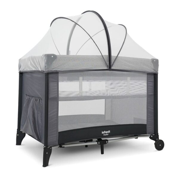 Berço Cercado Portátil Hello Cinza Risca - Infanti - IMP02442