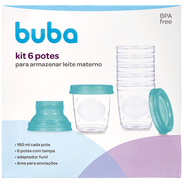 Kit 6 Potes p/ Armazenar Leite Materno - Buba - 18810