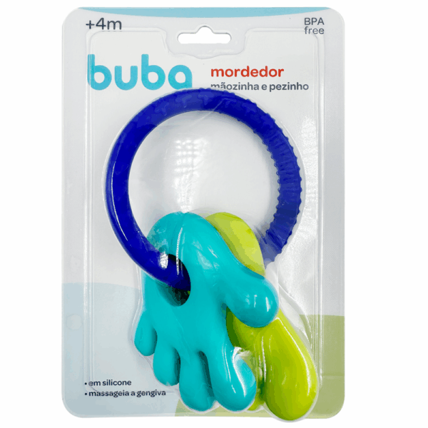 Mordedor em Silicone Mãozinha e Pezinho Azul e Verde - Buba - 11936